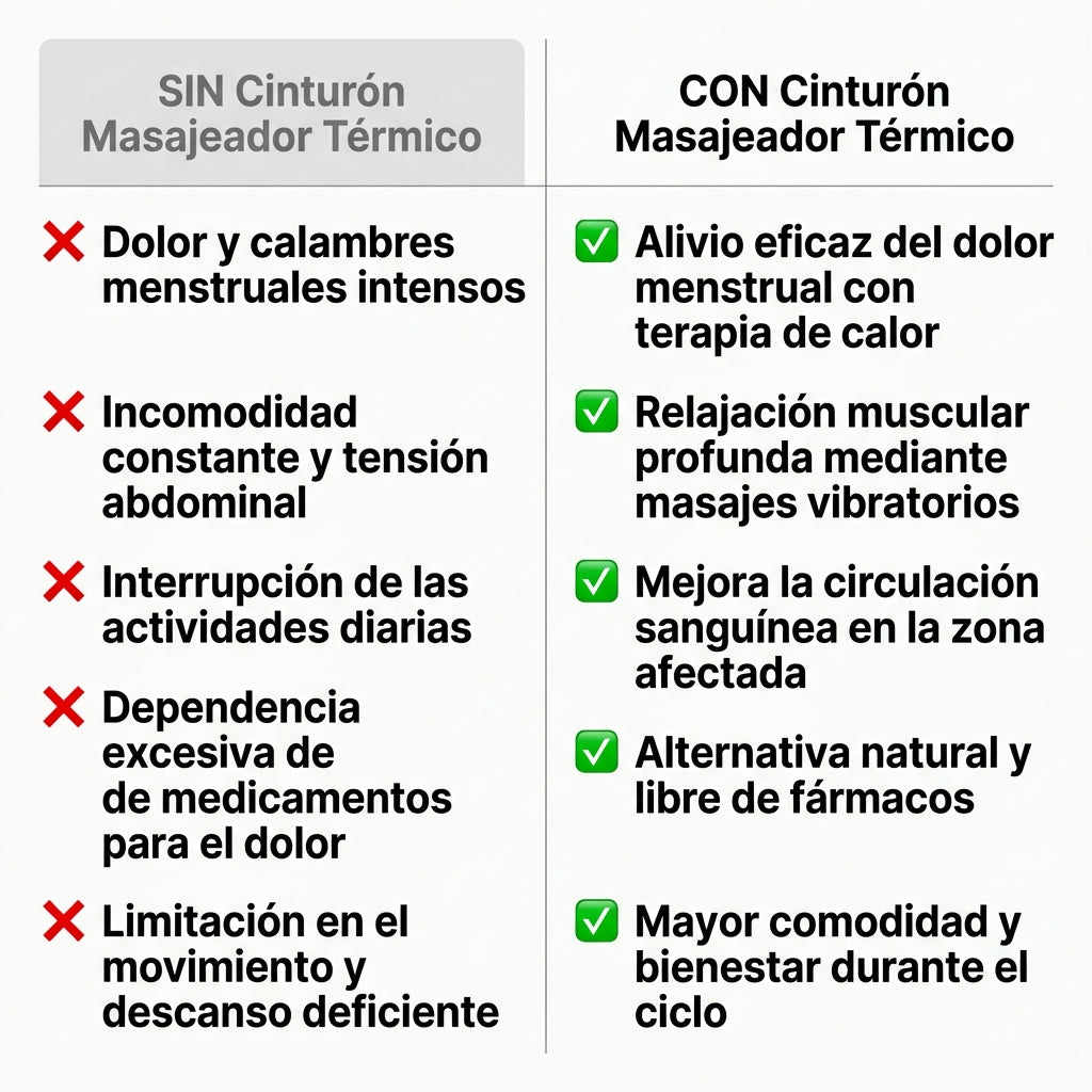 Comparación Cinturón Masajeador Térmico Para Cólicos Menstruales